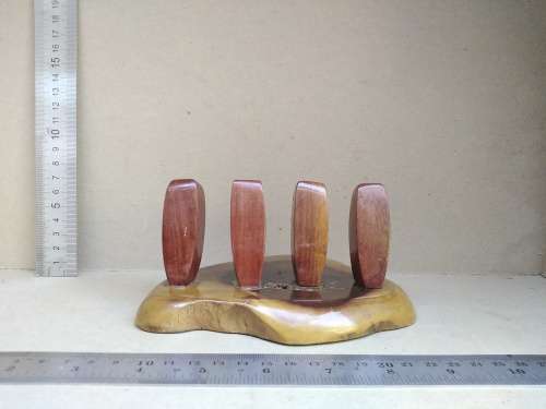 Vintage! Mid Century Live Edge Wood Slab - Pen Holder - Desk Accessory