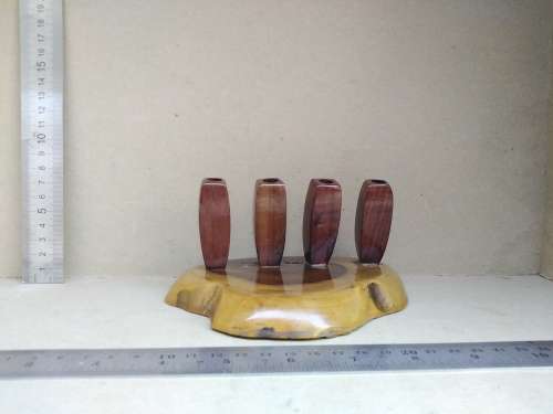 Vintage! Mid Century Live Edge Wood Slab - Pen Holder - Desk Accessory