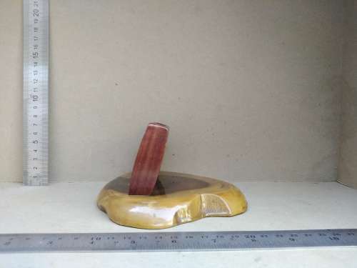 Vintage! Mid Century Live Edge Wood Slab - Pen Holder - Desk Accessory
