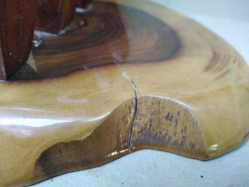 Vintage! Mid Century Live Edge Wood Slab - Pen Holder - Desk Accessory