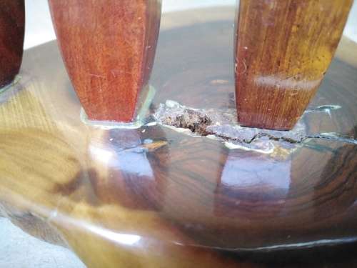 Vintage! Mid Century Live Edge Wood Slab - Pen Holder - Desk Accessory