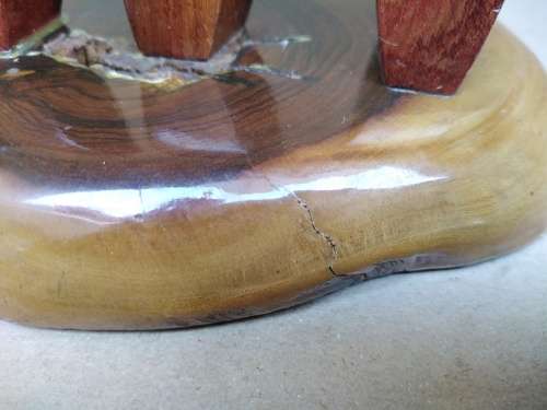 Vintage! Mid Century Live Edge Wood Slab - Pen Holder - Desk Accessory