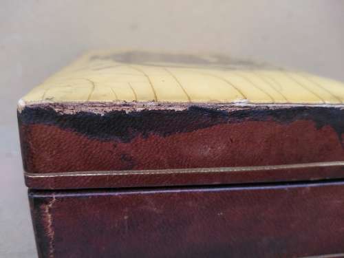 Vintage! Italian - Medieval Heraldic Coat Of Arms - Leather Bound Wooden Trinket Box