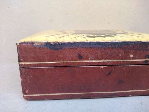 Vintage! Italian - Medieval Heraldic Coat Of Arms - Leather Bound Wooden Trinket Box