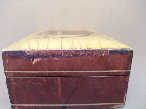 Vintage! Italian - Medieval Heraldic Coat Of Arms - Leather Bound Wooden Trinket Box
