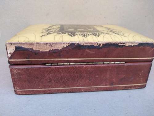Vintage! Italian - Medieval Heraldic Coat Of Arms - Leather Bound Wooden Trinket Box