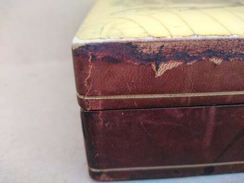 Vintage! Italian - Medieval Heraldic Coat Of Arms - Leather Bound Wooden Trinket Box