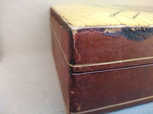 Vintage! Italian - Medieval Heraldic Coat Of Arms - Leather Bound Wooden Trinket Box