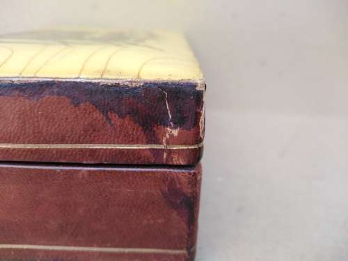 Vintage! Italian - Medieval Heraldic Coat Of Arms - Leather Bound Wooden Trinket Box