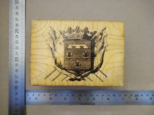 Vintage! Italian - Medieval Heraldic Coat Of Arms - Leather Bound Wooden Trinket Box