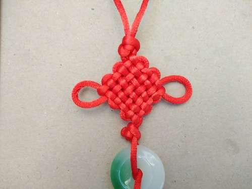 Feng Shui - Chinese Lucky Knot - White Jade Charm Wall Car Hanging
