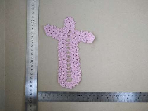 Hand-Made, Pink Crochet Cross Bookmark