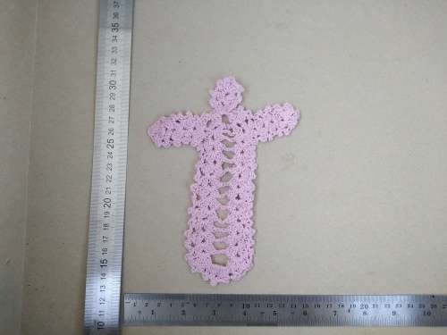 Hand-Made, Pink Crochet Cross Bookmark