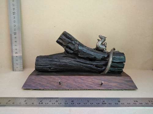 Vintage! Silver Alloy - Dragon On Driftwood Base