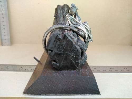 Vintage! Silver Alloy - Dragon On Driftwood Base