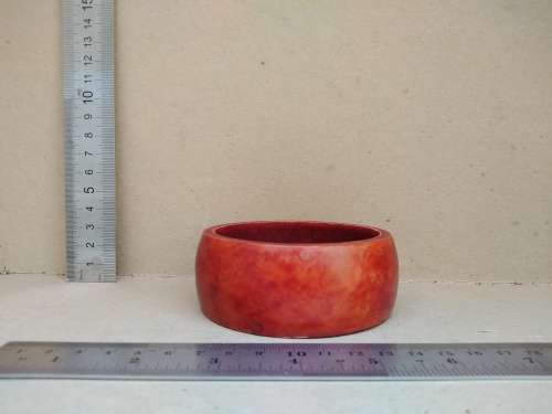 Vintage! - Blood Orange Resin? Bowl - Red Felt Lined