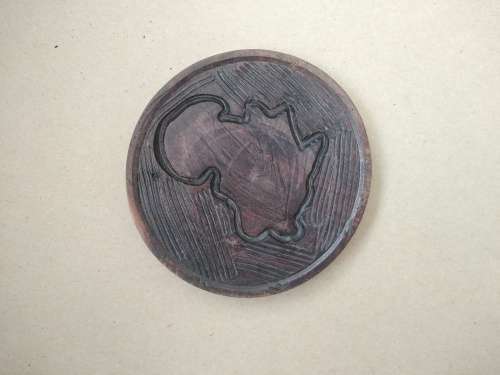 African Hand Carved - Wooden Coaster Set In Caddy/Holder