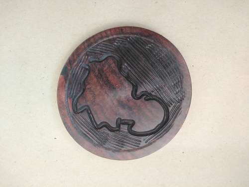African Hand Carved - Wooden Coaster Set In Caddy/Holder (2)