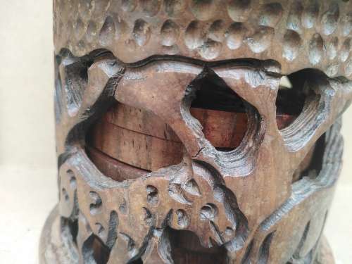 African Hand Carved - Wooden Coaster Set In Caddy/Holder (2)