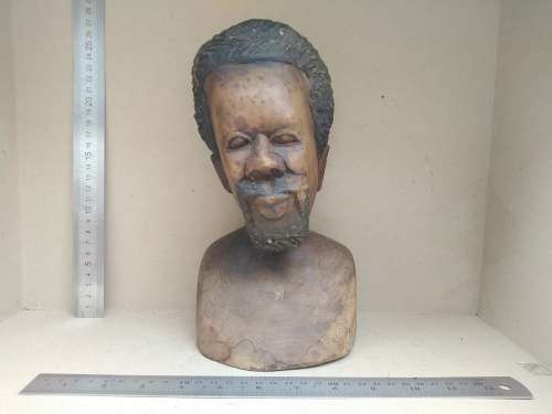 Africana! Hand Carved Wooden Bust - Shona Male 3