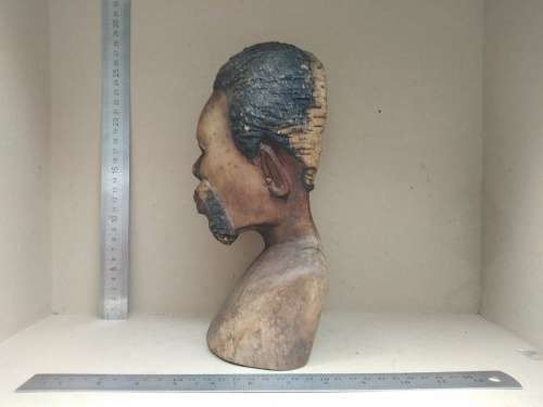 Africana! Hand Carved Wooden Bust - Shona Male 3
