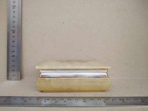 Vintage! Hand Made in Italy - Genuine Alabaster Marble - Rectangular Floral Trinket Box