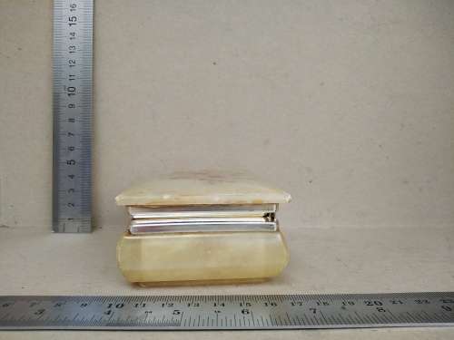 Vintage! Hand Made in Italy - Genuine Alabaster Marble - Rectangular Floral Trinket Box