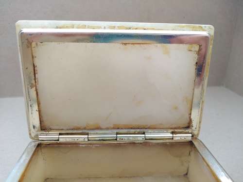 Vintage! Hand Made in Italy - Genuine Alabaster Marble - Rectangular Floral Trinket Box