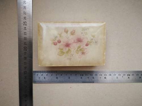 Vintage! Hand Made in Italy - Genuine Alabaster Marble - Rectangular Floral Trinket Box