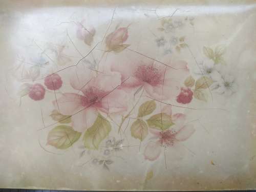 Vintage! Hand Made in Italy - Genuine Alabaster Marble - Rectangular Floral Trinket Box