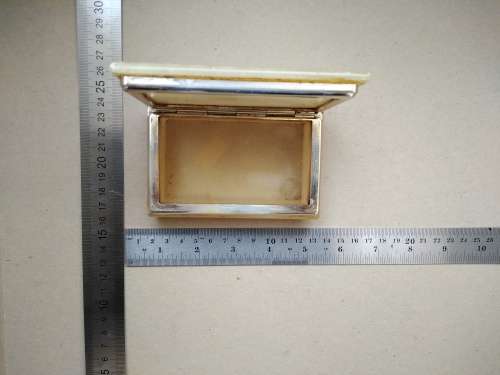 Vintage! Hand Made in Italy - Genuine Alabaster Marble - Rectangular Floral Trinket Box