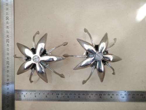 Vintage! Unique Pair Of Silver Water Lily / Lotus Flower Candle Holders