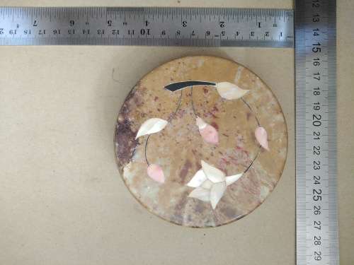 Vintage! Marble Trinket Box With Mother Of Pearl Inlay