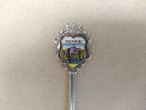 Vintage! Souvenir Spoon - European / German 800 Silver - Pompei