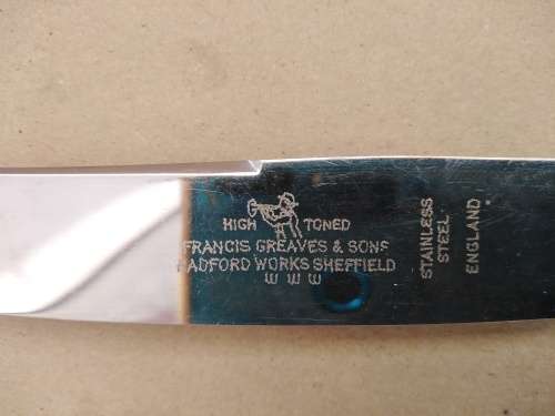 Vintage! - Francis Greaves And Sons - Bone Handle - Table Knife - Sheffield England