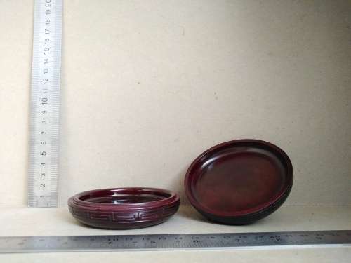 Feng Shui -  Round Chinese Wooden Trinket Box With Bronze Metal Knob