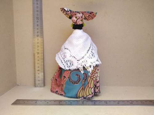 Vintage! Namibian Fabric Herero Doll With Traditional Dress And Headwear.