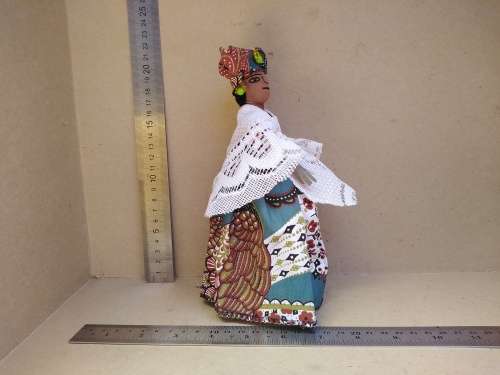 Vintage! Namibian Fabric Herero Doll With Traditional Dress And Headwear.