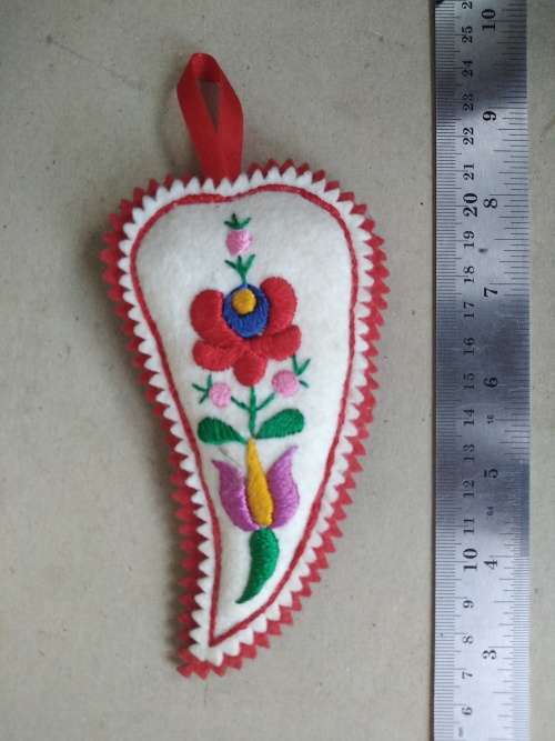 Vintage! Hungary - Embroidered Paprika Chili Ornament - Kalosca Matyo