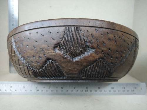 African - Hand Made - Carved Wooden Serving / Salad Bowl