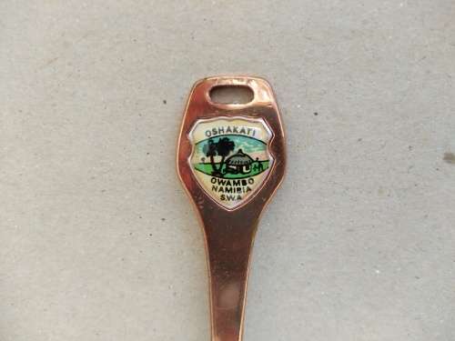 Vintage! Oshakati, Owambo, Namibia - Souvenir Spoon Shaped - Gold Plated - Thermometer