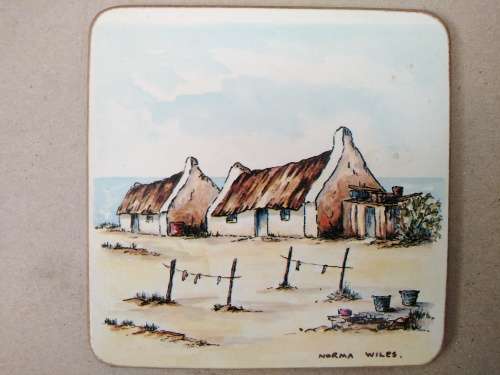 Vintage! N Wiles- Beach Houses - Set Of Six Coasters With Cork Backing