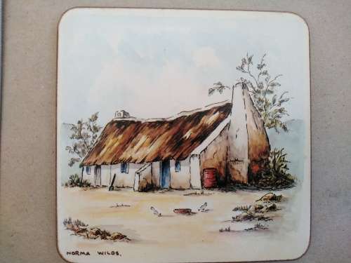 Vintage! N Wiles- Beach Houses - Set Of Six Coasters With Cork Backing