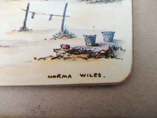 Vintage! N Wiles- Beach Houses - Set Of Six Coasters With Cork Backing