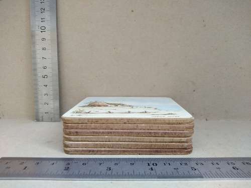 Vintage! N Wiles- Beach Houses - Set Of Six Coasters With Cork Backing