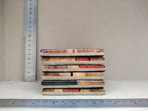 Vintage Weatherwoods SA Live Edge Wooden Slice Mosaic Set of 6 Square Coasters Trivets