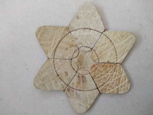 Vintage! Genuine Leather - Star Shaped - Set Of 6 Coasters