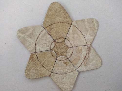 Vintage! Genuine Leather - Star Shaped - Set Of 6 Coasters