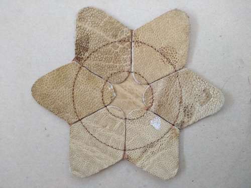 Vintage! Genuine Leather - Star Shaped - Set Of 6 Coasters