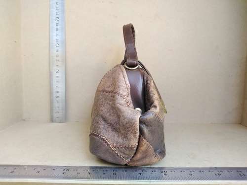 Vintage! Genuine Brown Patchwork Leather - Frame Handbag